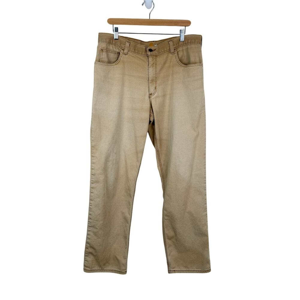 Carhartt Relaxed Fit Canvas Work Pants Mens 36x32 Tan Distressed Rugged